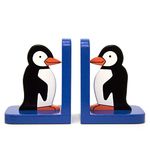 Penguin Wooden Bookends For Kids | Childrens Book Ends | Book Stoppers For Shelves, Kids Room or Nursery Decor - Hand Made in UK