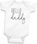 Bump and Beyond Designs Baby-Boys Hello Daddy Surprise Pregnancy Announcement Leotard to New Dad White, 0-3 Months