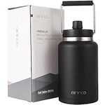 mininoo 63oz/ 1.8L Large Double Vacuum Insulated Gym Water Bottle, 304 Stainless Steel Thermos BPA-Free Keep for Hot 12H & Cold 24H Drinks, Sweat Proof, Great for Travel,Hiking & Camping,Black