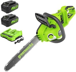Greenworks 48V(2x24V) Akku Kettensäge mit bürstenlosem Motor, 14 Zoll (35cm) Blattlänge, 20 m/s Kettengeschwindigkeit, Auto-Öler, Mit zwei 4Ah Akkus & Doppel-Ladegerät, 3 Jahre Garantie-GD24X2CS36K4X