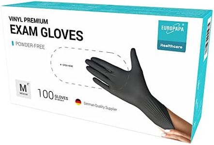 EUROPAPA® - Lot de 100 gants jetables en vinyle sans latex et non poudrés - Taille S, M, L et XL (Noir, M)