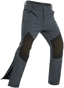 Moosehill Mens-Snow-Ski-Pants-Fleece-Lined-Pants Waterproof Winter Snowboard Softshell Pant Insulated Zipper Bottom Leg for Hiking Outdoor Work(Grey,30)