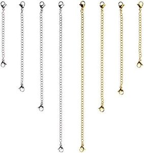 D-buy 8 Pcs Necklace Extender Gold and Silver Plated Bracelet Extender Extender Chain Set 4 Different Length: 6 inch 4 inch 3 inch 2 inch (4 Gold, 4 Silver)