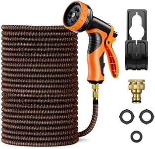 VonHaus Expandable Garden Hose – 100FT Flexible Hose Pipe with 10-Pattern Spray Nozzle & 1/2" and 3/4" Brass Fittings – 4-Layer Latex Kink Free Design Wall Mounted Heavy Duty Retractable Water Hose
