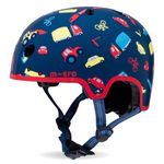 Micro Scooter | Bike/Scooter Printed Deluxe Kids Helmet | Kids Bike Accessories | LED Rear Light | Protective Chin Strap | Inner Padding | Adjustable Strap & Sizing Wheel | Small (48-54cm) | Vehicle