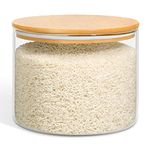 ComSaf Glass Food Storage Containers, 2950ml Glass Flour and Sugar Containers with Airtight Lids, 7" x 5.5" Large Glass Jars with Bamboo Lid for Rice, Pasta, Oats, Grains, Cookies, Snack