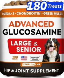 Advanced Glucosamine Chondroitin Joint Supplement for Dogs - Hip & Joint Pain Relief Pills - Green Lipped Mussel & Collagen - Large & Small Breed - Senior Dogs Joint Health - Bacon Flavor - 180ct