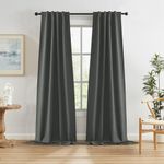 KEQIAOSUOCAI Dark Grey Blackout Curtains for Patio 108 Inch Length, Total Sun Blocking Curtain Drapes for Living Room Back Tab Hook Belt, 34 inch Width 2 Panels