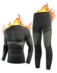 Thermal Underwear for Men Long Johns for Men, Base Layer Men for Cold Weather Black-Green