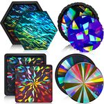 4 Pcs Holographic Resin Mold Silicone Coaster Resin Mold Epoxy Resin Molds Silicone Molds for Epoxy Resin for DIY Resin, Cups Mats, Home Decoration (Multiple Style)