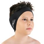 AqtivAqua Swimming Headband Swim Ear Band Protection Cover Swim Headband for Kids Adults Men Women Toddlers Ear Plugs in (Color: Black, Size: Medium)