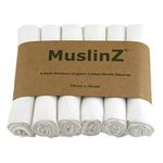 MuslinZ 6pk Baby Muslin Squares, Burp Cloths, Luxury Bamboo/Organic Cotton Mix - White