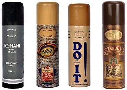 Lomani Men's Deodorant Pour Homme El Paso Do It and Latour Cigar, 200 ml (Pack of 4)