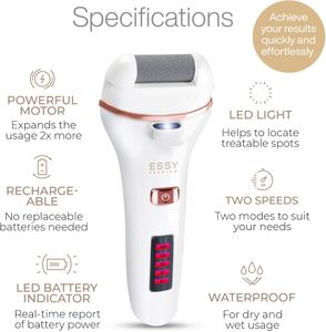 Essy Electric Foot File – White Pedicure Callus Remover