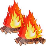 12 Inch Tall Artificial Fire Flame Paper 3D Decorative Cardboard Campfire Centerpiece Flame Torch for Campfire Party Decorations (2 Set)