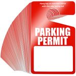 100 Pack Parking Permit Hang Tags Plastic Parking Placards PVC Hang Tag 3 x 5 Inch for Car Rear View Mirror (Red)