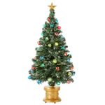 National Tree 48 Inch Fiber Optic Ornament Fireworks Tree with Gold Top Star and Multicolored Lights in Gold Base (SZOX7-100L-48)