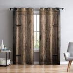 Renaiss Wooden Barn Door Curtains, Rustic Vintage Wood Door Print Blackout Bedroom Window Curtains, Farmhouse Style Grommet Window Drapes for Living Room, 84L x 42W Set of 2 Panels