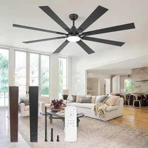 ZMISHIBO 72 inch Large Ceiling Fans with Lights and Remote, Indoor/Outdoor Black Modern Ceiling Fan for Kitchen Living Room Patio, 6 Speed Reversible Quiet DC Motor, 3 CCT, Dual Finish 8 Blades