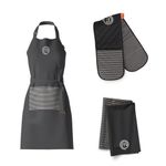 MasterChef Cotton Textiles Kitchen Gift Set, Includes Chef Apron, Double Oven Glove & Pack of 2 Tea Towels, All Items Feature Official Show Logo, Fully Machine Washable, Unisex, Elite Collection