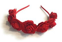 Red Rose Headband Garland Halloween Velvet Day of the Dead Alice Band UK