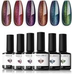 Modelones Chameleon Gel Nail Polish Set - 6 Colors Aurora Gel Polish Kit Glitter Blue Green Purple Red Brown Gel Polish Soak Off LED Nail Lamp Gel Nail Kit Home Gifts DIY Salon for Women