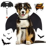 Vivifying Dog Bat Wings, Dog Halloween Costumes for Medium Dogs with Pumpkin Bell, Adjustable Pet Cosplay Costumes(Neck：12.6-20.5 in/Chest：13.5-24.4 in)