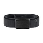 Groove Life Groove Belt Low Profile - Men's Stretch Nylon Belt with Magnetic Aluminum Buckle, Lifetime Coverage, Gun Metal / Deep Stone Grey, Small (28-32")