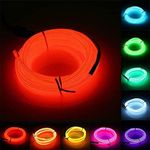 EZONEDEAL 5 Meter EL Wire Rope Lights Portable Battery Powered Wire Pack Drivers with 3 Modes EL Wire Flexible Glowing Strobing Electroluminescence for Xmas Party Decoration Wedding Pub (Ramdom Color)