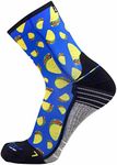 Zensah Limited Edition Running Socks - Fun and Crazy Mini Crew Compression Socks, Moisture Wicking and Anti Blister (Large, Tacos-Blue)