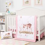 JISEN 4 Piece Crib Bedding Set for 