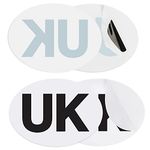 Onarway UK Car Stickers for Europe, 2 Electrostatic Oval UK Stickers and 2 Self-adhesive Oval UK Stickers for Cars, Vans, Trucks, No Melting No Blow off No Scratching, for Driving in Europe