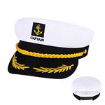 YOUDALIS 1PCS Sailor Captain Hat,Navy Captains Sailors Costume Hats,Adjustable Marine Cap for Men Women Adult and Kids Holiday Party Costume,White