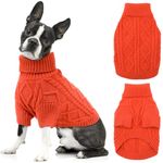 EMUST Dog Clothes for Small Dogs, Dog Fall Winter Sweater with Long Sleeves, Solid Warm Pet Sweater Turtleneck XL Dog Sweater,Orange XL