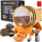 Old Fashioned Cocktail Kit for Whiskey, Bourbon & More - Premium Barrel Set, USA Oak - Cocktail Smoker Kit with Torch - Bourbon Gifts for Men - (with Butane)