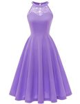 Bbonlinedress Women Prom Wedding Dress Cocktail Halter Lace A-Line Party Short Vintage Homecoming Dresses, Lavender, XX-Large