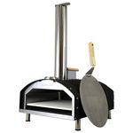 Statesman SKPO0W13SS Tabletop Wood Fire Pizza Oven with 13" Pizza Stone, Perfect for Pizzas, Smoked Meat, Fish & Vegetables, Pellet Fuelled Oven, Pizza Shovel & Cover Included