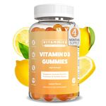 Vitammies Vitamin D3 Gummies 4000 IU | High Strength Vitamin D Chewable Gummies | 4 Month Supply | Vegetarian, Gluten-Free, Non-GMO, 120 Count, Lemon Flavour | Vitamin D Gummies for Adults