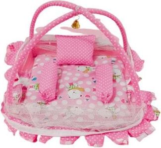 Radhay Krishna Laddu Gopal Mosquito net/Laddu Gopal Bed with Mosquito net and Pillows (Pack of 1) (Pink)