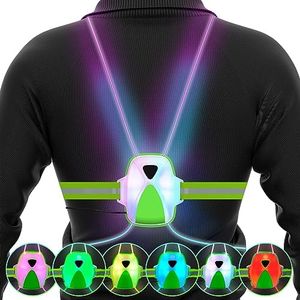 FIXEY AN Running Vest, Running Light for Runners, Safety Reflective Running Gear for Men Women, 6 Multicolor, USB Rechargeable, Waterproof, LED Light Vest for Night Running, Walking, Jogging, Green