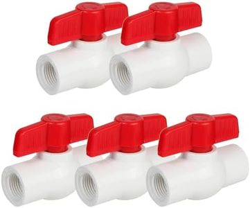 YADIAN 5 Pack 1/2'' PVC Ball Valves, T-handle Water Shut-Off Ball Valve Threaded (NPT), PVC Valve 1/2 inch for Water Project, Swiming Pool, Sewage Pump, Irrigation System, Rated at 150 PSI, Thread