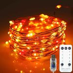 Qbis Fairy Lights, 100 Micro LED String Lights, Remote Control, USB Plug, Timer, Multi Function, Adjust Brightness, Micro LED String Lights (Red, Orange, Yellow)