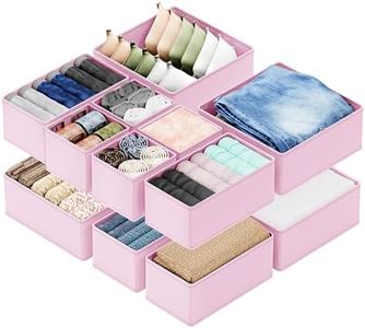 SpaceAid Drawer Organizer for Clothes, 12 Pack Dresser Drawer Organizer Bins, Closet Organizers and Storage Dividers for Clothing, Underwears, Socks (Pink)