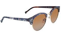 Vera Bradley Women's Jade Polarized Round Sunglasses, Java Navy Camo, 53