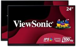 ViewSonic VA2456-MHD_H2 Frameless Dual Pack Head-Only 1080p IPS Monitors with HDMI DisplayPort and VGA for Home and Office - 24-Inch Head Only Dual Pack, Black