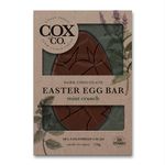 Cox&Co. - Large 60% Mint Crunch Single Origin Dark Chocolate Easter Egg Bar 140g - Easter Gift For Adults and Children - English Peppermint Oil - Suitable For Vegans