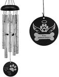 ASTARIN Personalized Pet Memorial Wind Chime, Loss of Dog Wind Chimes Outdoor Sympathy,30'' Paw Print Pet Remembrance Gift to Honor and Remember a Dog, Cat, or Other Pet,Silver