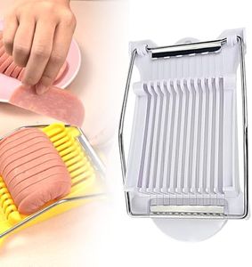 Easy Press Food Slicer, 2024 New Boiled Egg Slicer Spam Slicer Cutter with 12 Stainless Steel Wires, Heavy Duty Luncheon Meat Slicer Tomato Slicer Kitchen Tool for Soft Fruit Cheese (White)