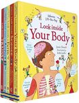 Usborne Lift the Flap Look Inside 5 Books Collection Set(Your Body, Science, Farm, Airport & Trains)