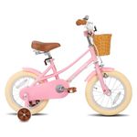 STITCH14 inch Kids Bike for 3-5 Years Girls, 14 Inch Girls Bike with Stabilisers & Basket, Kids' Bicycle Pink